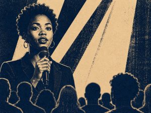 Powerful speaker on stage in vintage style